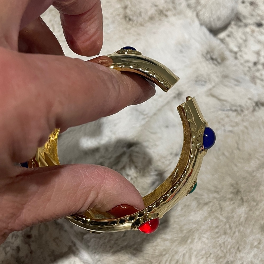 Stunning Gold Bracelet with Multicolor Gemstones. Easy on/off - Picture 4 of 4